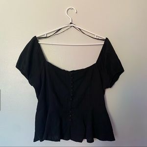 Forever21 Plus Off The Shoulder Peplum Button Top